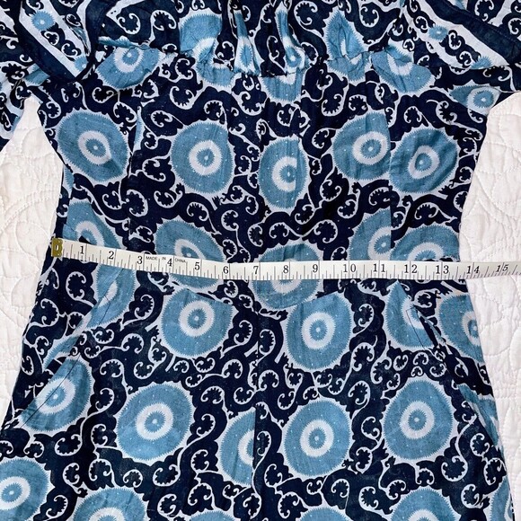 ANTHROPOLOGIE Kopal Suzani Off The Shoulder Romper Jumpsuit Blue Women's XS EUC - Picture 9 of 12